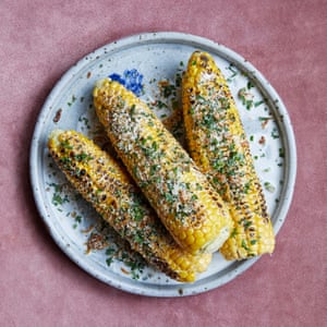 Andi Oliver’s corn on the cob, with lime, green chilli and coconut butter.
