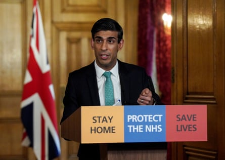 Rishi Sunak holding a digital Covid-19 press conference on 26 March, 2020.