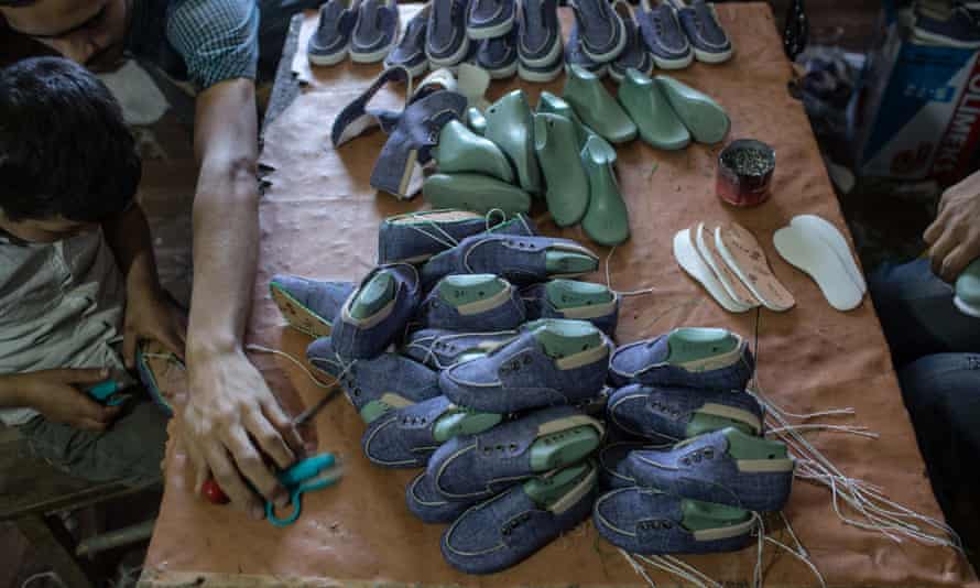 Shoes made in the factory.