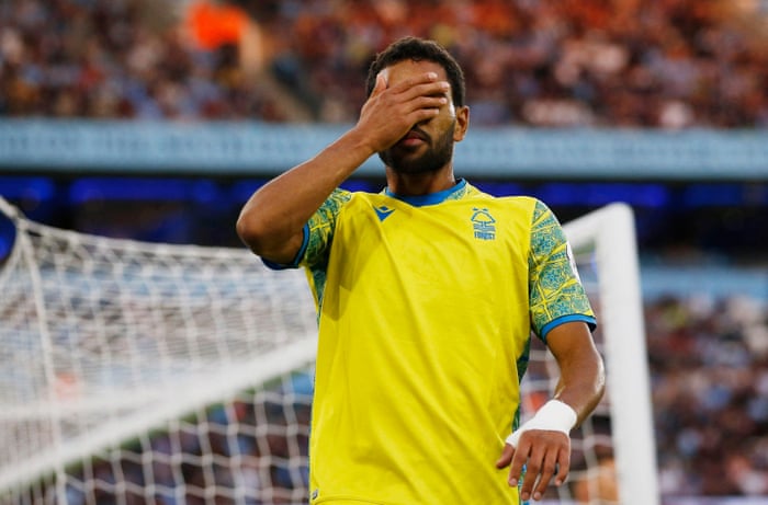 Arsenal v Aston Villa, Manchester City v Nottingham Forest and more – live! | Premier League 9 Nottingham Forest's Renan Lodi reacts after a missed chance.