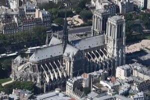 This file photo taken on July 14, 2017, shows an aerial view of Notre Dame Cathedral in Paris.