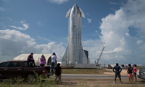 A prototype of Elon Musk’s new SpaceX Starship in Texas.