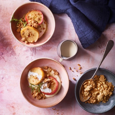 Baked apple and pine nut crumble.
