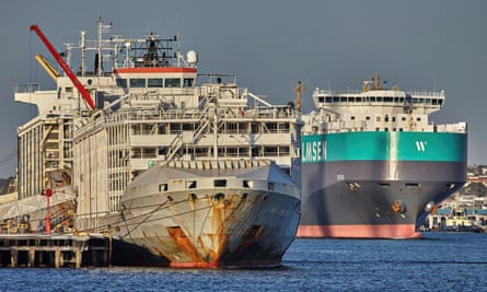 The Gulf Livestock 1 is seen at Fremantle Harbour