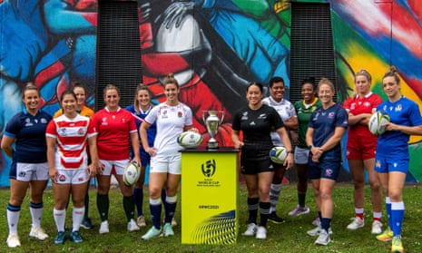 The captains of the teams at the Women’s Rugby World Cup: Scotlands's Rachel Malcolm, Japan's Saki Minami, Australia's Shannon Parry, Wales's Siwan Lillicrap, France's Gaelle Hermet , England's Sarah Hunter, New Zealand's Kennedy Simon, Fiji's Sereima Leweniqila, South Africa's Nolusindiso Booi, Kate Zackary of the USA, Canada's Sophie de Goede and Italy's Elisa Giordano
