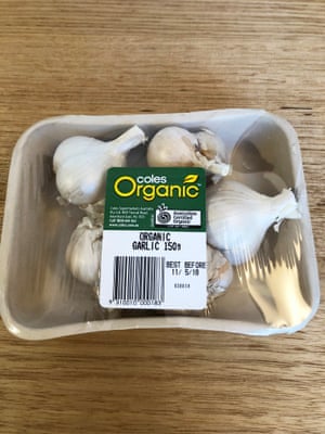 Organic vegetables wrapped in plastic