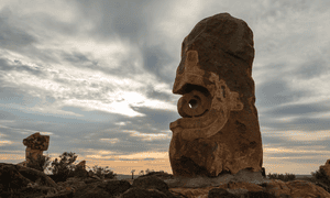 A stone artwork on the outskirts of Broken Hill.