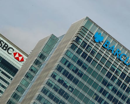 The HSBC and Barclays buildings in London