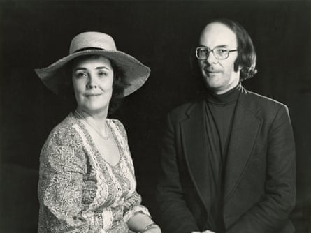 Meriel with her brother, Peter Dickinson.