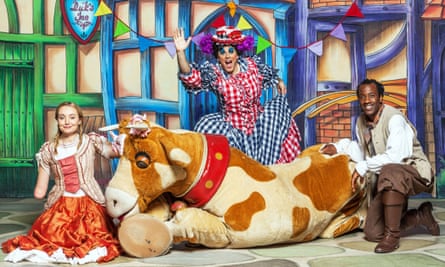 Cerrie Burnell, left, in the 2012 CBeebies Christmas panto