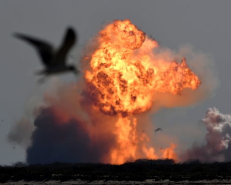 a fireball after a rocket explodes