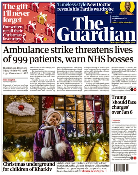 Guardian front page 20 December