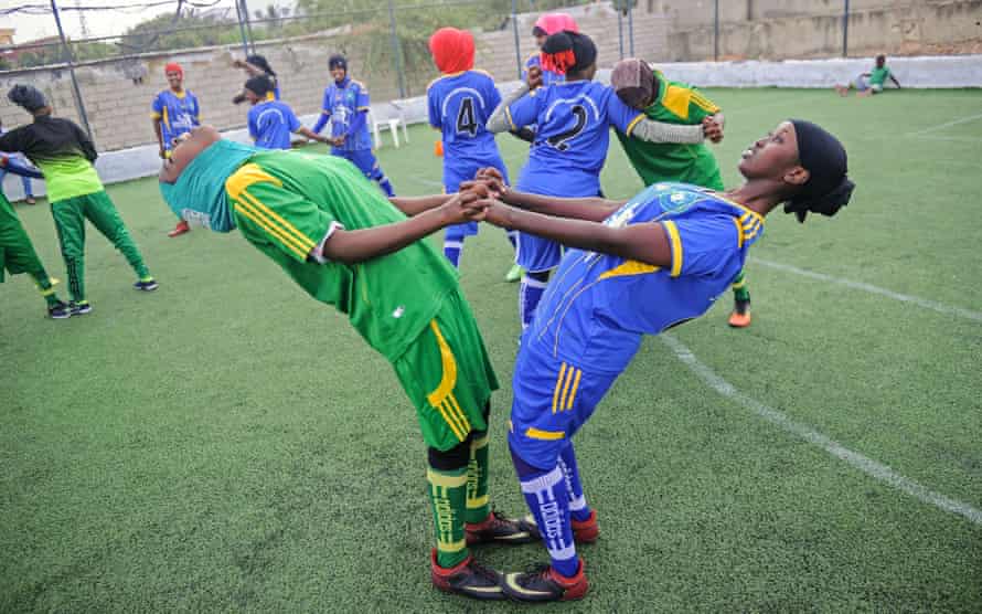 Golden Club academy players. ‘We use football to fight early marriage and to fight for women’s rights in society,’ said Shaima Mohamed.