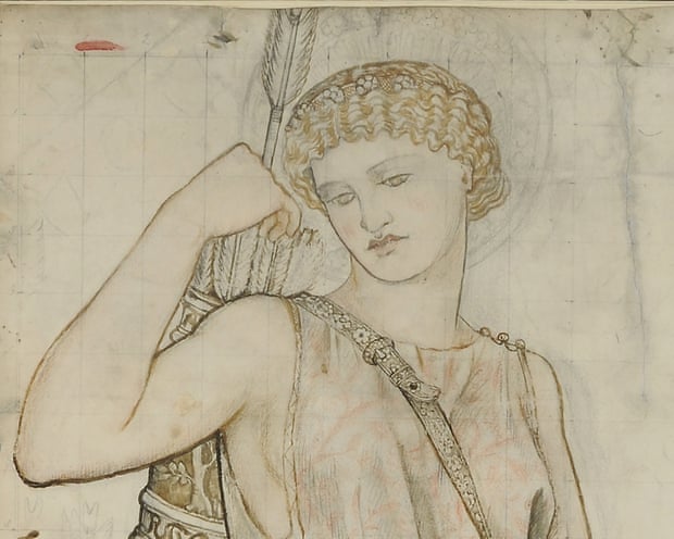 A drawing of Artemis for a design embroidered by Faulkner for William Morris’s home, Red House.