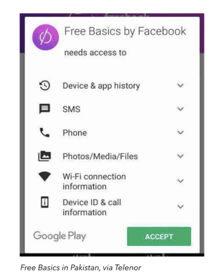 Free Basics collects metadata relating to browsing activity