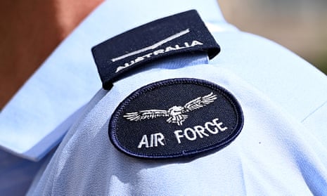 An air force badge on the shoulder of a RAAF member