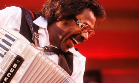 ‘Buckwheat’ playing accordion as he leads the Ils Sont Partis band during the 20th Chicago Blues festival, 2003.