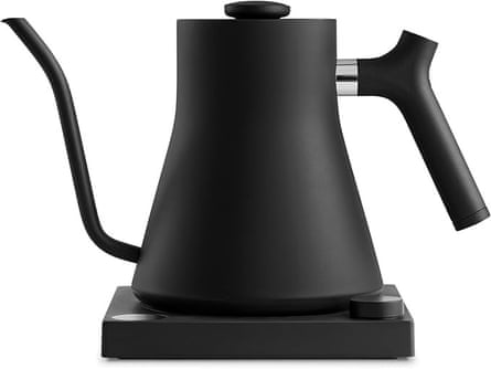 a sleek black kettle
