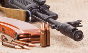 An AK-47 with ammunition