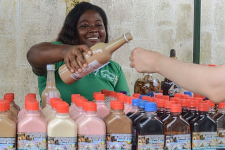 Offering people a taste of viche on the quayside in the port city of Buenaventura.