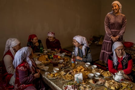 In the village of Beinetkech, at the end of the very long and rich dastarkhan (low dining table) set up for Naouryz, the spring festival, the women of the family joke and discuss.
