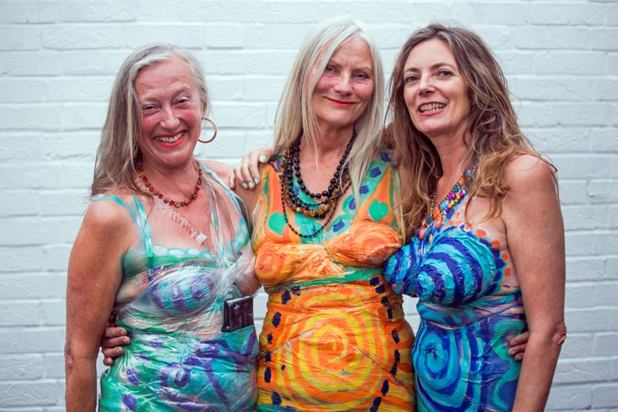 Neo Naturists today … (from left) Christine Binnie, Jennifer Binnie and Wilma Johnson at the opening of their retrospective at Studio Voltaire