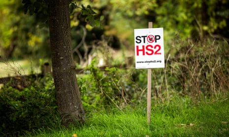 Anti-HS2 signage around Buckinghamshire. The 117-mile line will cut through the Chilterns. 