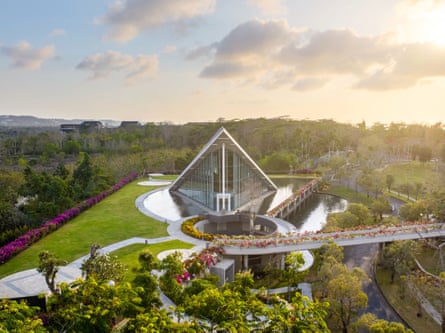 The museum in a small park surrounded by trees
