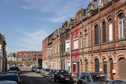 View of the redbrick former factories on a typical street in Roubaix