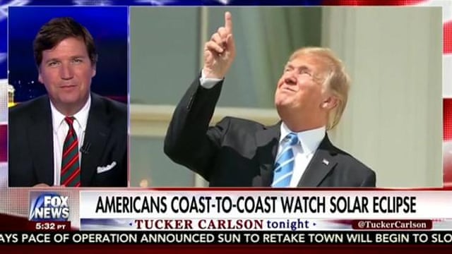 Not Too Bright Trump Trolled For Staring At The Eclipse With No Eye Protection Science The Guardian