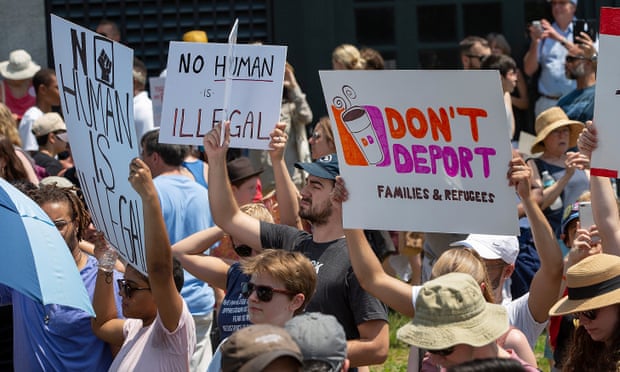 Activists protest against the Trump administration’s immigration policies last year. Workers at the furniture company Wayfair are planning a demonstration this week.