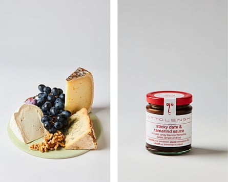 Cheese from La Fromagerie and Ottolenghi’s sticky date and tamarind sauce.