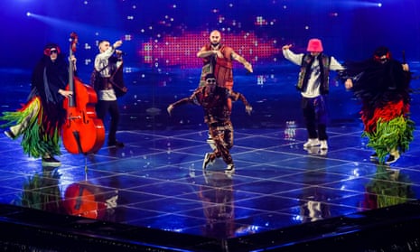 Ukraine’s Kalush Orchestra, the winners of Eurovision 2022, perform on stage in Turin in May.