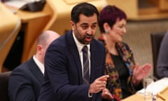 Humza Yousaf talks in the Scottish parliament
