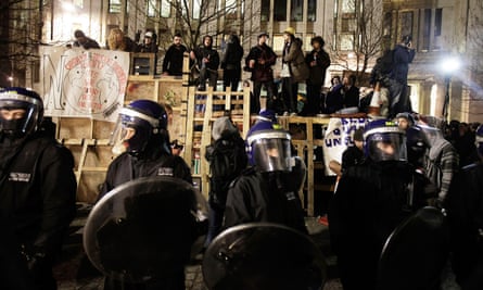 Occupy protesters on a barricade outside St Paul’s Cathedral in 2012 after they lost their fight against eviction in the high court.