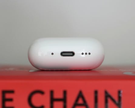 The USB-C port in the bottom of the AirPods 5 charging case.