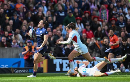 Rhona Lloyd of Scotland escapes to score their only try