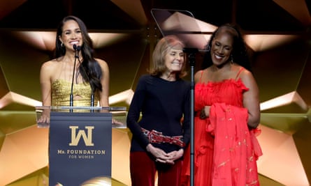 Meghan, The Duchess of Sussex speaks onstage with Gloria Steinem and Teresa Younger during the Ms Foundation Women of Vision Awards, New York City, 16 May.