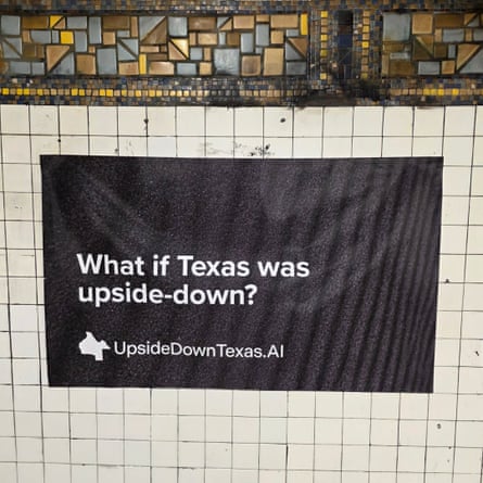 A subway ad that says ‘what if Texas was upside-down?’