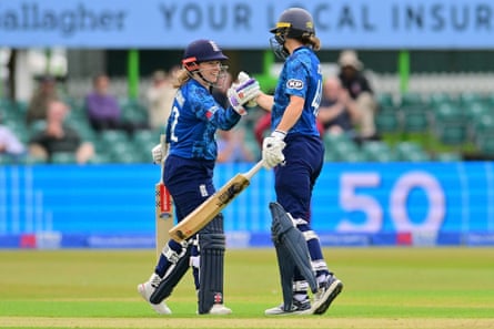 Tammy Beaumont (right) and Amy Jones have been in fearsome form for England who finish off their series against West Indies at Taunton.