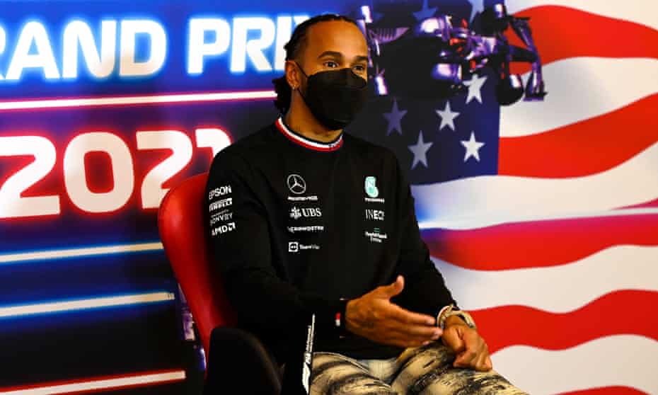 Lewis Hamilton speaks to the media in Austin, Texas, before Sunday’s US Grand Prix.