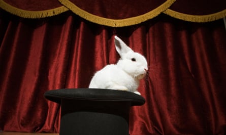 Pulling a rabbit out of a hat.