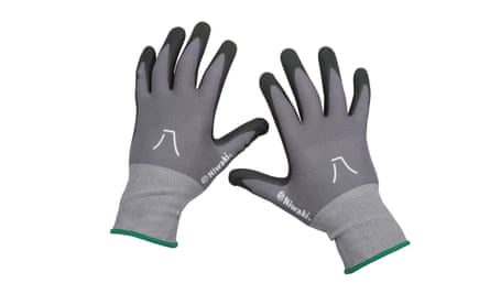 Grey gardening gloves