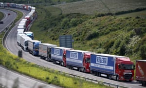 Trucks queue up outside Dover port
