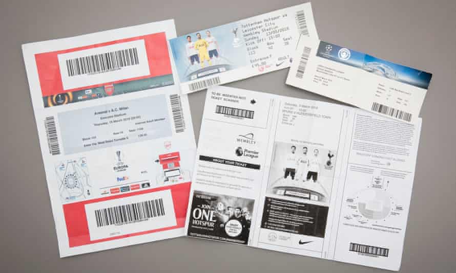 Football tickets the Guardian investigation was able to purchase on resale websites.