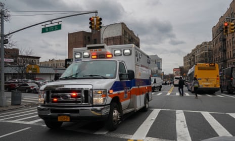 An ambulance in Washington Heights, New York, 2020