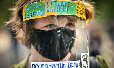A boy at at climate protest in Glasgow