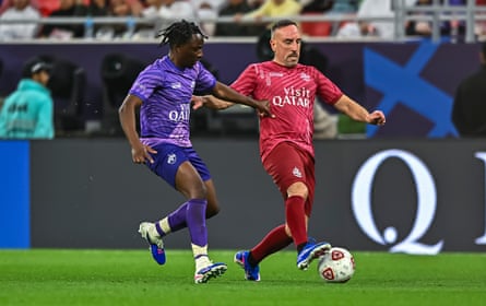 Manny Brown playing in a charity match with Franck Ribéry