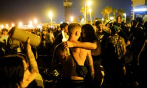 People partied on Barceloneta beach, Barcelona, as Catalonia reimposed nightlife restrictions.