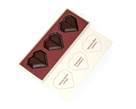A box of three heart shaped Playmate Aphrodisiac Chocolates